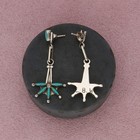 Zuni Sterling Silver Vintage Evans Waatsa Needle Point Turquoise Dangle Earrings