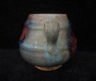 Vintage Chinese Hand Carving  jun  Kiln Blue Red Glaze Porcelain Vase Pot