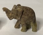 Lot Of 2 Vintage Miniature Carved Stone Marble Elephant Figurine Statue