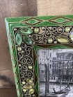 Viva Italia 3 5x5 Picture Frame Green Enamel Bejeweled Venetian Style Vintage