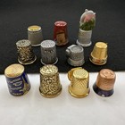 Vintage Mixed Lot Of 11 Travel Sewing Thimbles Enamel Metal Porcelain