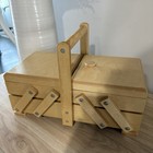 Vintage Wooden Accordion Sewing Box Craft Storage Organizer 13    Expandable Nice