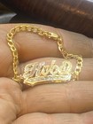Baby Personalized Real 14k Gold Id 3d Double Name Bracelet   5 1 2 Inch