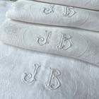 Antique French Set Of 6 Jb Monogram White Napkins Hand Stitched Monogram Early