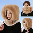 3 In 1 Womens Knit Beanie Hat Fleece Lined Winter Scarf Mask Set Snow Caps Hood