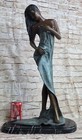 26    West Art Deco Sculpture Bronze Marble Nude Woman Belle Flower Girl Figure