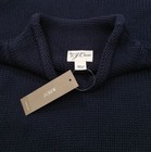 J crew Sweater Rollneck Navy Blue Cotton Chunky Mock High Fisherman s Roll Neck