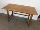 Modern Sleek Elegant Mcm Danish Mcm Retro Style Teak Grain Table Open Desk 47x23