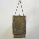 Vintage Antique Steel Beaded Purse Jewelled Frame Bag Handbag France Circa 1900s