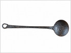 Antique Hand Forged Iron Tasting Spoon Ladle 8 3 8    Primitive Hearth Utensil