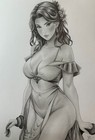 A4 Original Pencil Drawing Sexy Female Elegant Fantasy Woman Portrait Figure Art