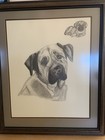 Drawing Of A Dog By P  A  Schmidt  Framed Signed And Dated 1988  Vintage Art