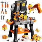 Kids Tool Toy Playset With Electronic Black - 2-in-1 Electric Drill Toys
