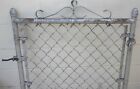 Vintage 1950 s Silver Wrought Iron And Chainlink Fence Garden Gate 45  H By 32 w