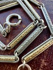 Antique Hayward 2 Tone Gold Filled Bar Link Watch Chain 13    Dog Clip