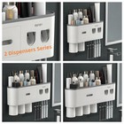 No-drill Wall Mounted Toothbrush Holder  Bathroom Shelf  With Automatic Tooth   