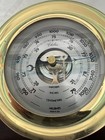 Chelsea 6 5  Shipstrike Barometer In Brass On Traditional Base With Wood Base
