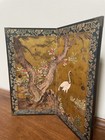 Japanese Gorgeous Hand Painted Table Top 2 Panel Folding Screen 10 25 x9 75 -vtg