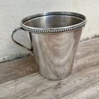 French Champagne Bucket Silver Plated Wine Cooler Beaded Rim Vintage 2802254