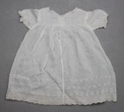 Antique Handmade Dress Baby Girl White Cotton Short Sleeves 1910s Flaws