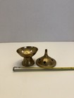 Vintage Small Brass Pierced 2 Piece Footed Incense Holder Burner Cone Style