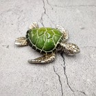 Silver Green Sea Turtle Resin Painted Figurine  1 Turtle Approx  3  Inches  