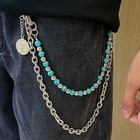 Trendy Blue Cracked Stone Bead Hip Hop Punk Style Keychains For Men Pants Ch-wa