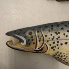 Vtg Homco Gone Fishing Trout Bass Wall Hang Cabin Man Cave Decor Sign Pole Net 