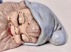 Vtg 70s Garden Gnome Figure Ceramic Sleeping Gnome Hand Painted