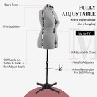 Adjustable Female Dress Form For Sewing Size 6-14 Grey Mannequin With 13 Dials