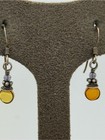 Sterling Silver Yellow Glass Drop Earrings Accents