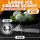 4 Oz Large Ice Cream Scoop With Trigger Release  8 - Stainless Steel Cookie