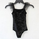 J crew Crewcuts Girls Black Velvet Ruffle Shoulder Gymnastic Leotard Size 12