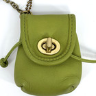 Coach Mini City Bag Charm Key Chain Fob Coin Purse Green Leather Turn Lock New