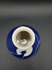 Coyote Howling At The Moon Bud Vase Blue   White Signed