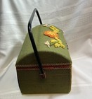 Vintage 1970s Jc Penney Japan Embroidered Sewing Box Green Floral Cottagecore