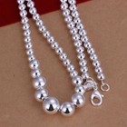 20  Women s 925 Sterling Silver Hollow Beads Balls Chain Necklace  mn05