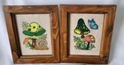 Vtg 70   s Mushroom Wall Hanging And Handmade Hippie Leather Bag Set