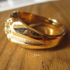 Carnival Pimp Ring  Sz 10 Vtg 70s 18k H g e  Gold Plate Glass Rhinestone Chunky
