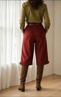 Vintage 100 genuine Suede Leather Breeches Burgundy High Waist L Eu 40
