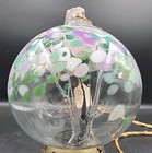 Derek Zander Large Clear Hand-blown Glass 21    Orb Globe Sculpture Ornament Earth