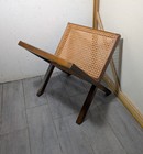 Vintage Bombay Company Woven Cane Wood Magazine Rack Mid Century Modern