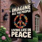 Peace Sign House Flag 28x40 Inch Double Sided All The People Floral Symbol