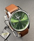 Akribos Xxiv Ak869gn Time date Leather Strap Grn Dial Mens Watch 42mm Ships Free