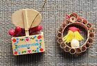  German Wooden Christmas Tree Ornaments Hand Crafted 2 Vintage Very Nice 