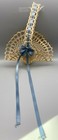 Hand Crocheted Starched Basket With Ribbon Trim French Country Granny Chic Boho