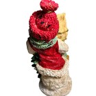 Vintage Charming Snowman Figurine With Broom And Christmas Tree Red Hat Scarf