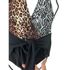 Women s Nine West Xxl Belted Animal Print 1-pc Swimsuit Zebra Leopard