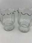Vintage Antique Home Decor Scalloped Edge Clear Glass Candle Holder - Lot Of 2
