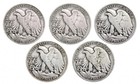 Walking Liberty Set Of 5 Half Dollars Very Good Random Date